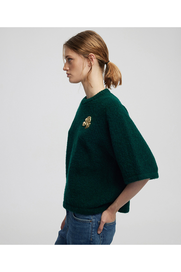 Broş aksesuarlı triko - 5