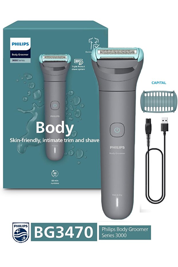 Philips Body Groomer 3000 Series With Triple Protect Shave System BG3470/15 - Mid Grey