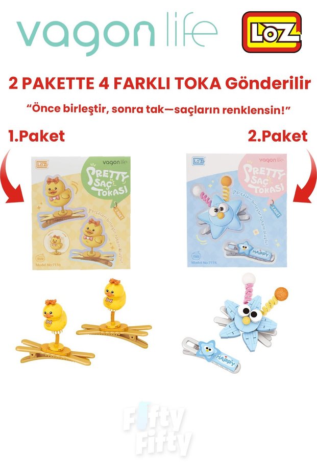 4-Piece Hair Clip Set, Assemble First, Then Attach (2 Packs of 4 Pieces Will Be Sent) Building Block Clip Set Ff