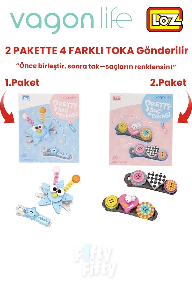 4-Piece Hair Clip Set, Assemble First, Then Attach (2 Packs of 4 Pieces Will Be Sent) Building Block Clip Set Ff