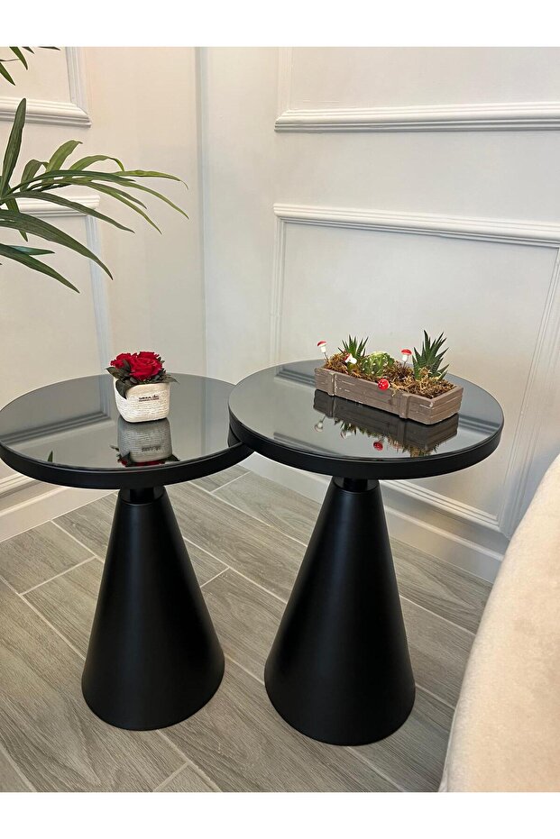 2Lİ CLASS SİYAH BOYALI YAN SEHPA - 7