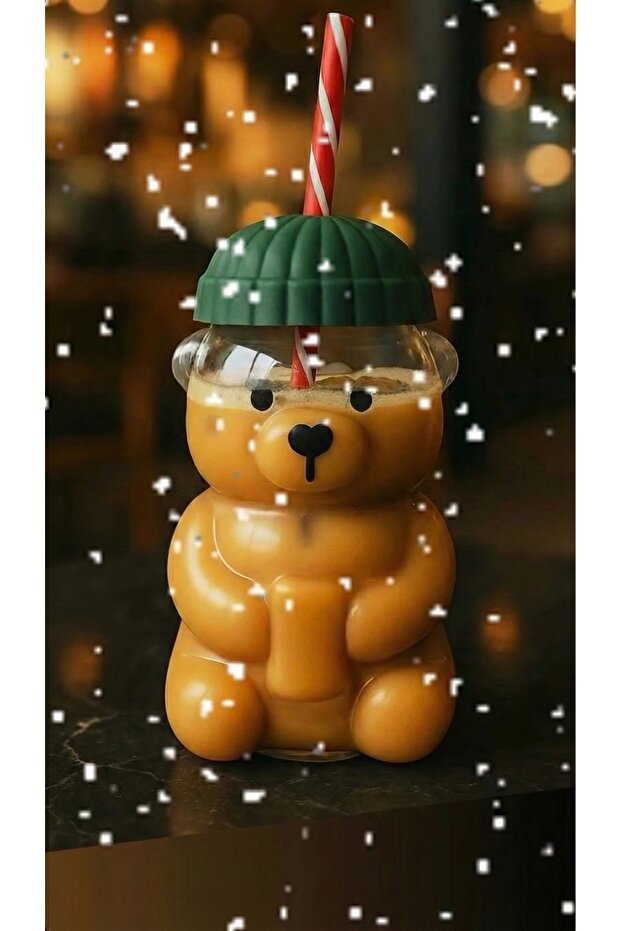 Teddy Bear Barista Glass Heat Resistant Beverage Cup Teddy Bear Cup 500 ml 1 Piece