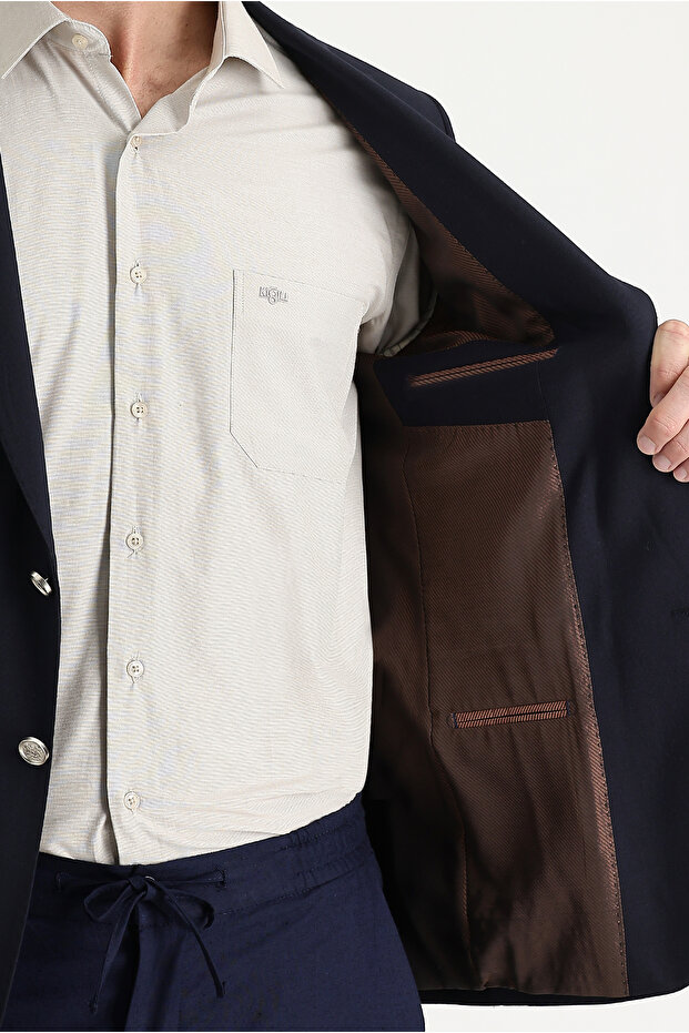 6 Drop Regular Fit Standart Kesim Yünlü Likralı Esnek Mevsimlik Blazer Ceket - 3