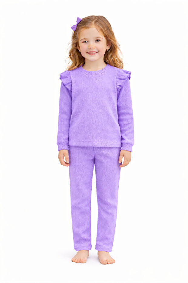 Girl's Tights and Ruffled Shoulder Bodysuit