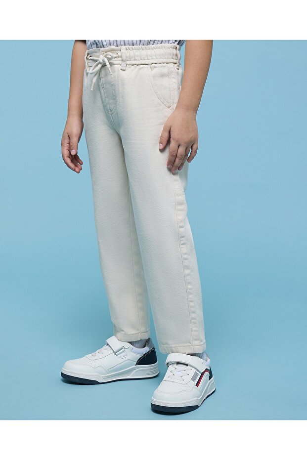 بنطال كاجوال سادة بخصر برباط - 3