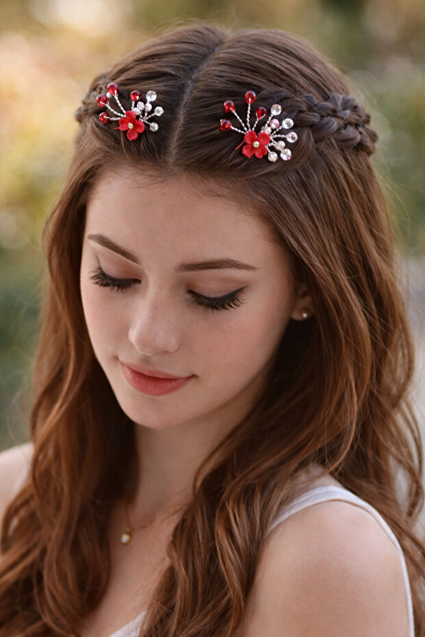 Handmade Floral Crystal Wire Hairpin (Bride – Engagement – Henna)