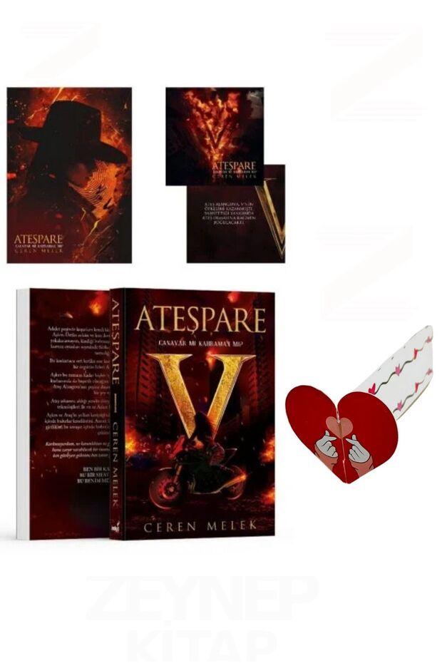 Ateşpare 1(KARTONKAPAK)Özel Tasarım Hareketli Kalp Ayraç Hediyeli