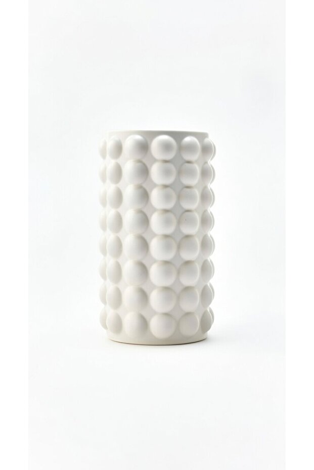 Baloncuk Model Polyester Rift Vazo Ekru