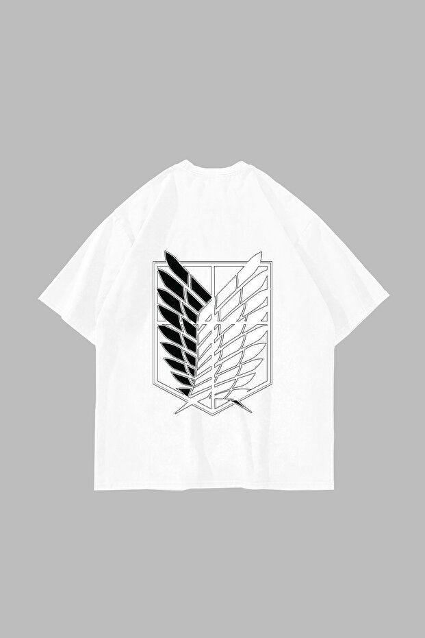 Wings of Freedom Printed Oversize Unisex White Tshirt
