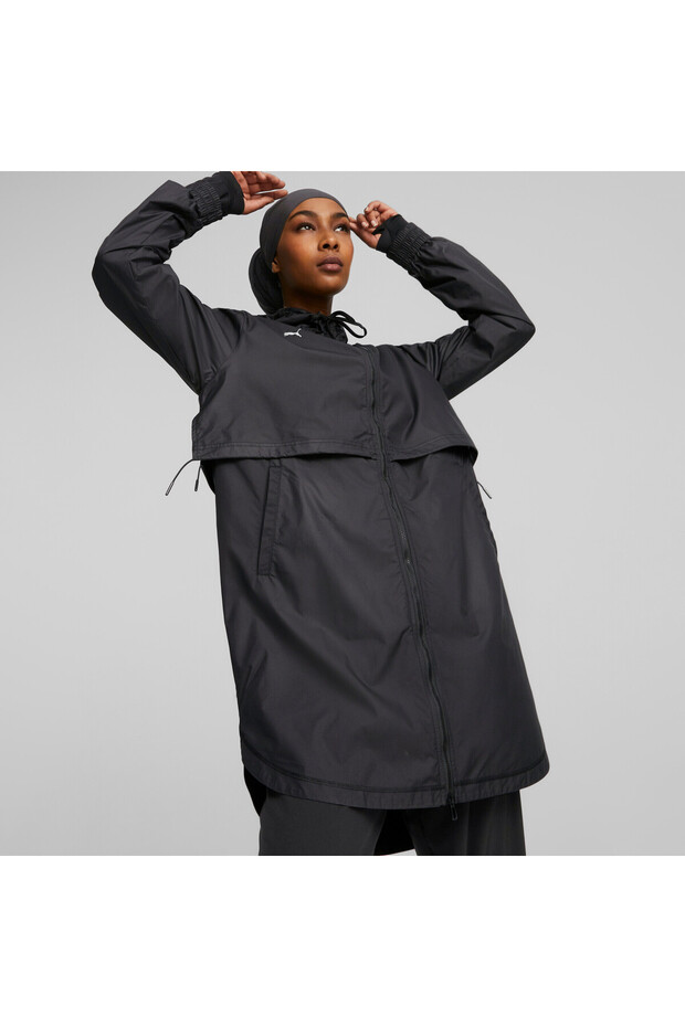 Womens Modest Activewear Training Rain Jacket - Black