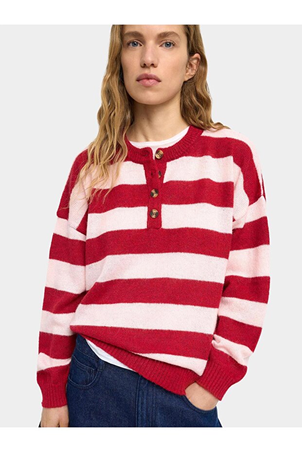 Çizgili Örme Kazak - 4