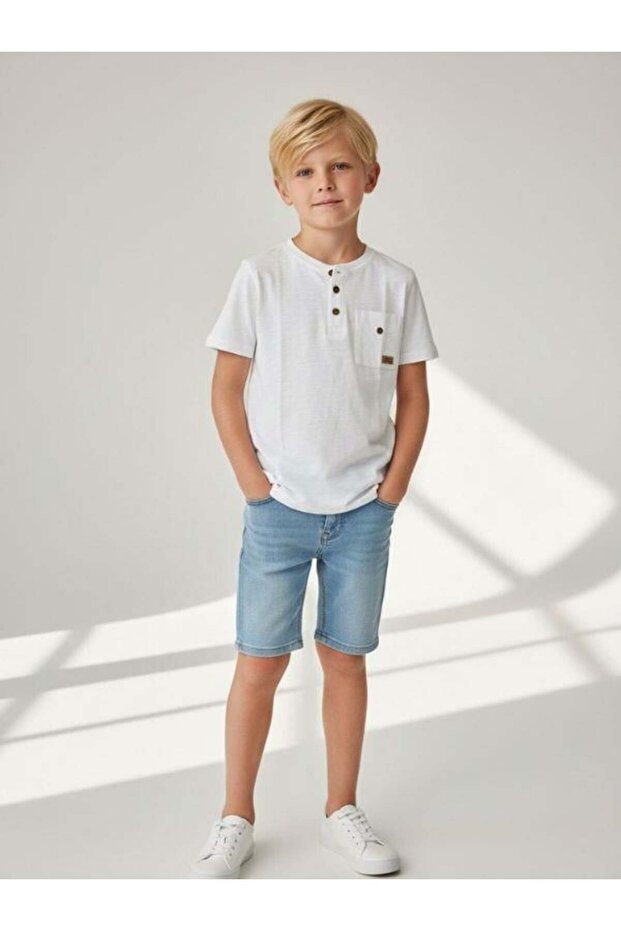 تي شيرت قطني أساسي بأزرار للأولاد - 5