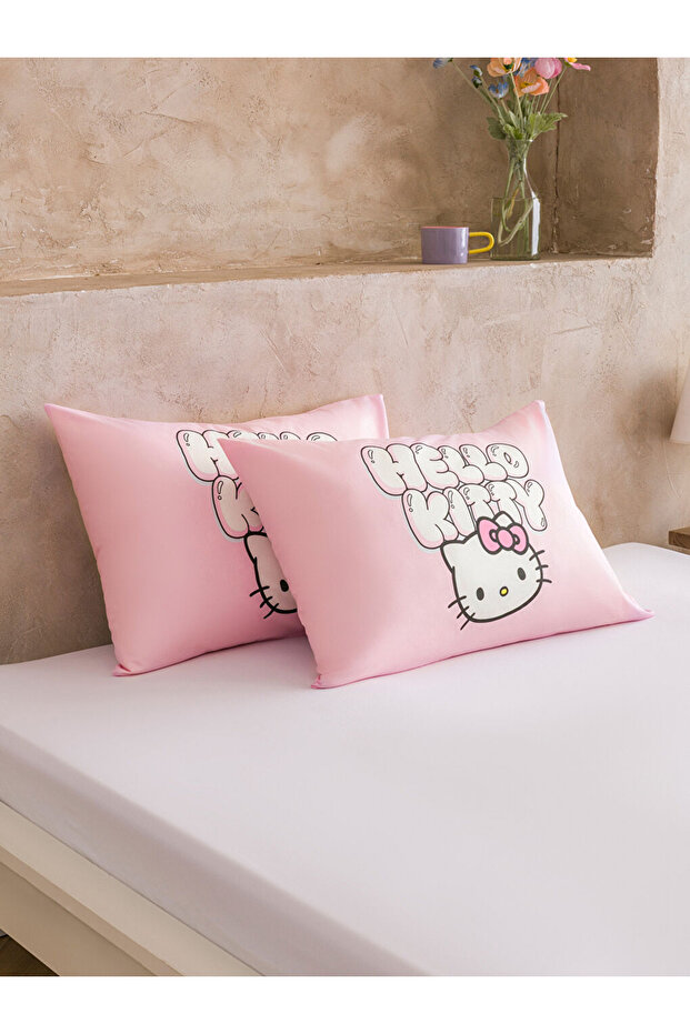 Pink Hello Kitty Printed Pillowcase Set of 2 50X70 cm 100% Cotton