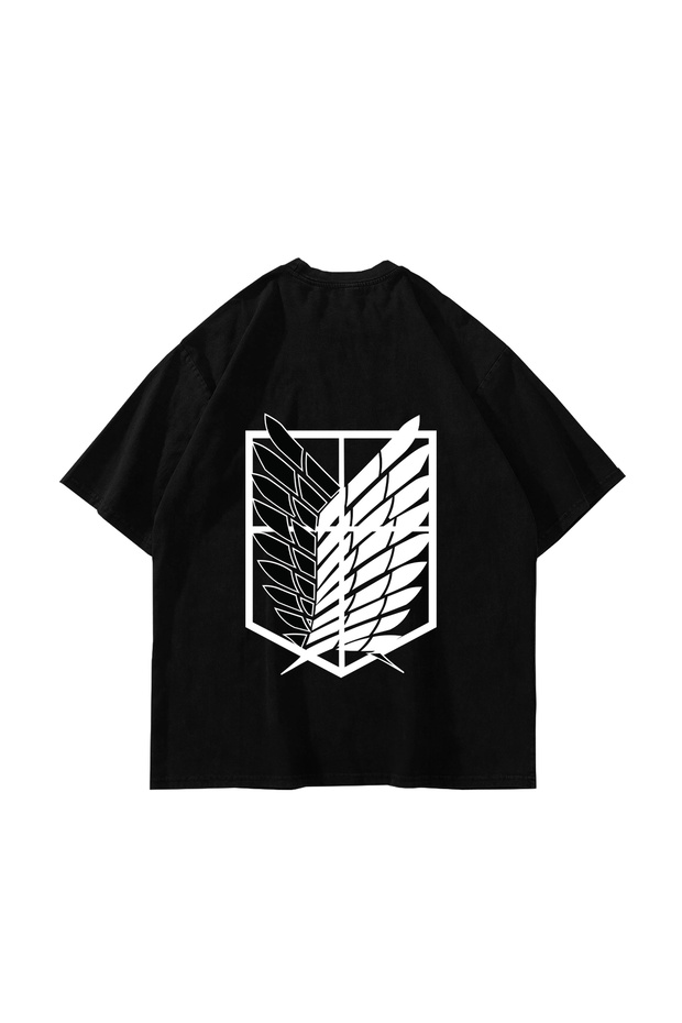 Wings of Freedom Printed Oversize Unisex Black Tshirt