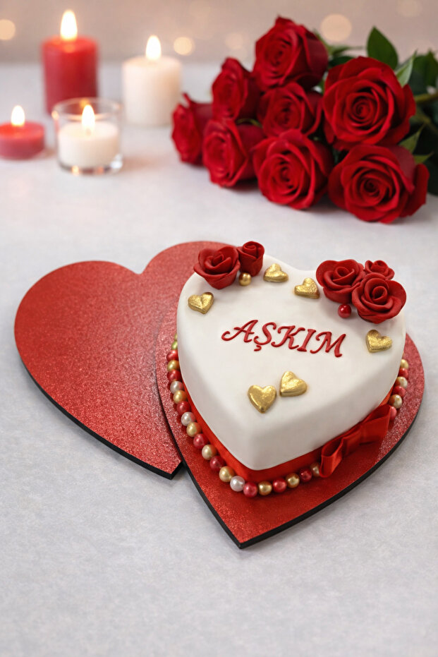 Red heart mdf cake base 25 cm - stylish presentation base 3 mm (pack of 5)