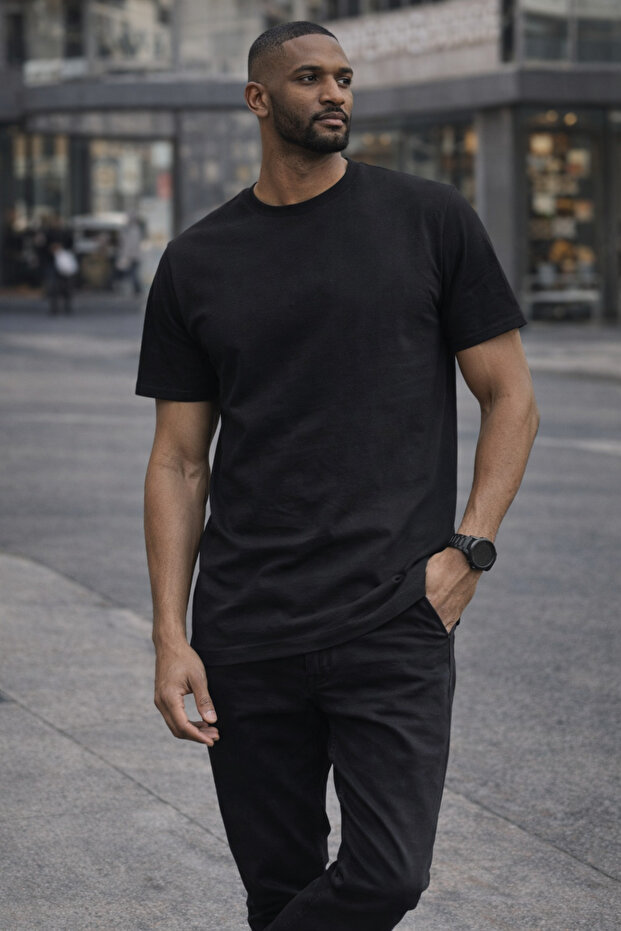 Düz Basic Kısa Kollu T-Shirtt - 2