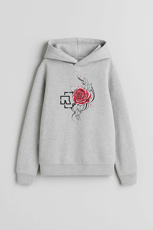 Rammstein Music Group Printed Gray Hooded Sweatshirt Hoodie