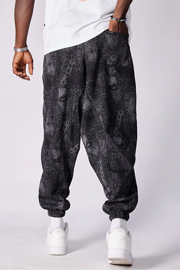 بنطلون نصف شالوار مطوي ومزين بنمط مع خصر مطاطي - 3