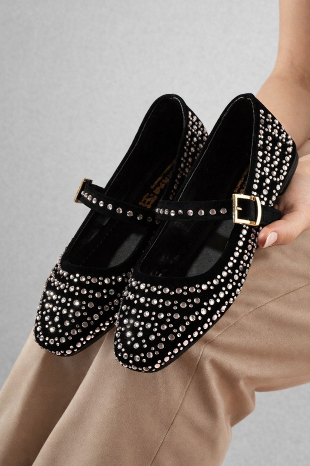 Women's Luxury Crystal Stone Comfortable Casual Belted Scarf Daily Ballerinas Home Ballerinas