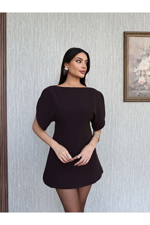 Omuz Dekolte Mini Elbise - 3