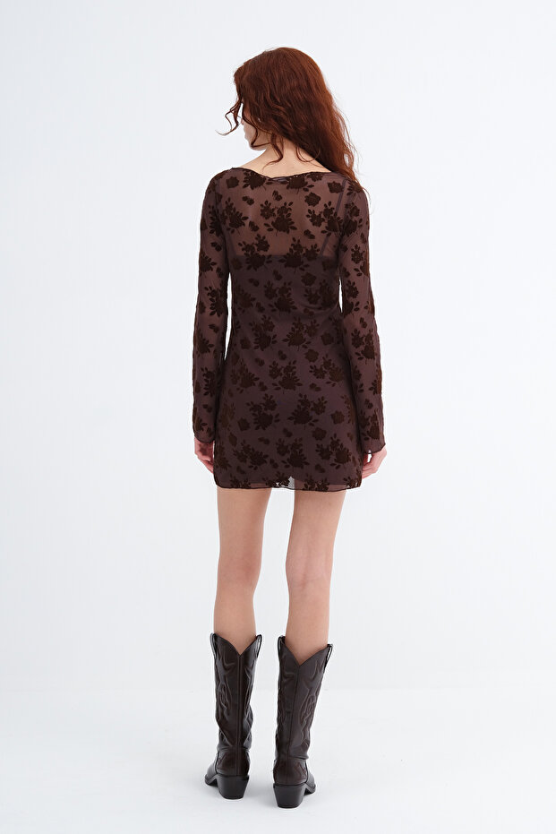 Çiçek Desenli Mini Elbise E18059 - 6