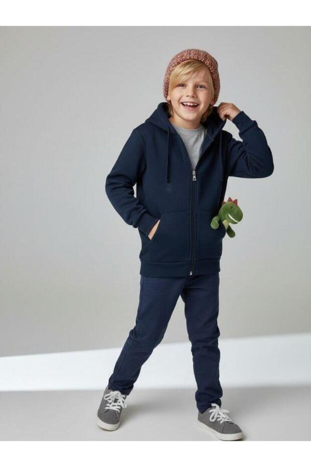 Children's Cotton Hooded Zippered Cardigan