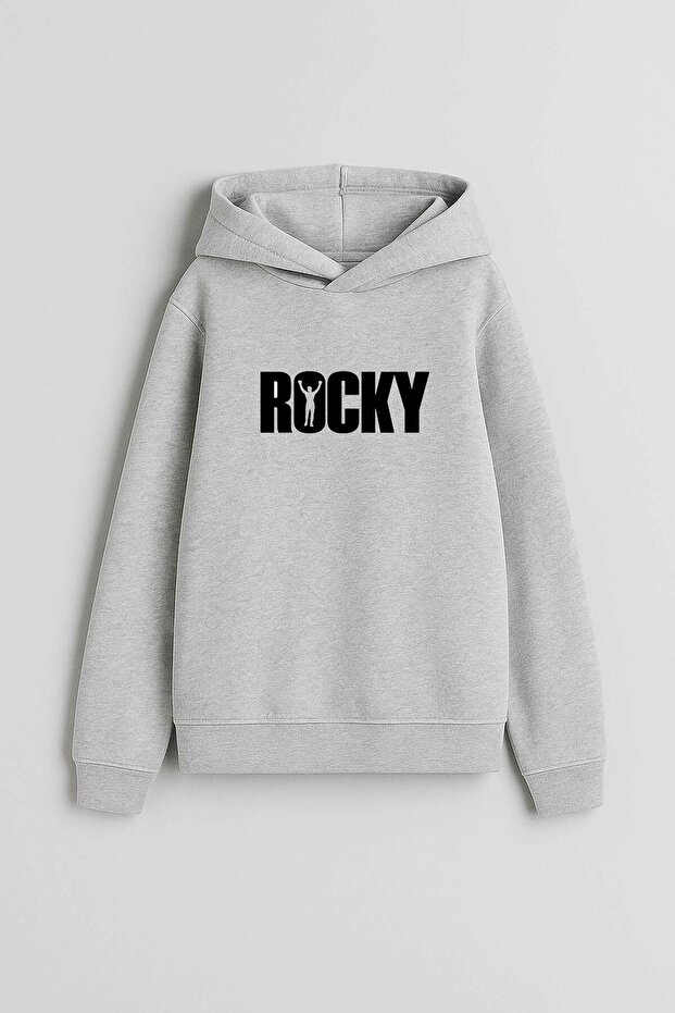 Rocky Balboa Printed Gray Hooded Sweatshirt Hoodie