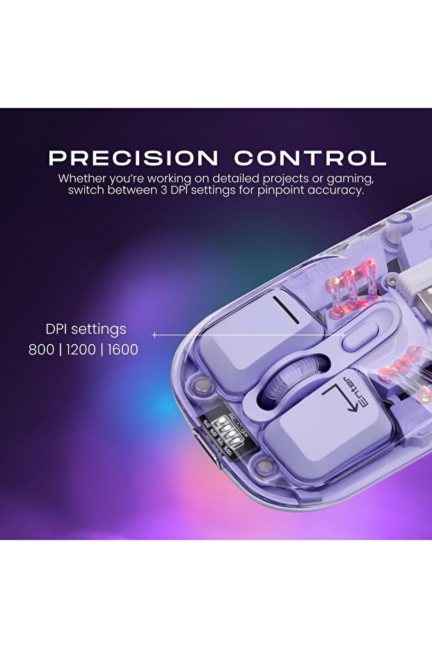 ماوس لاسلكي شفاف بإضاءة RGB - بنفسجي - 6