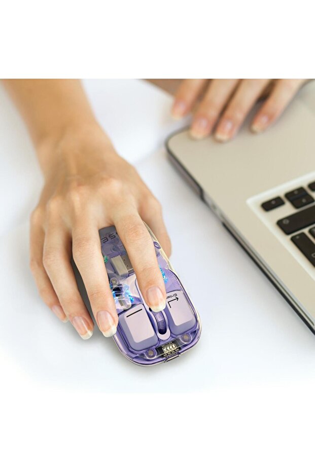 ماوس لاسلكي شفاف بإضاءة RGB - بنفسجي - 8