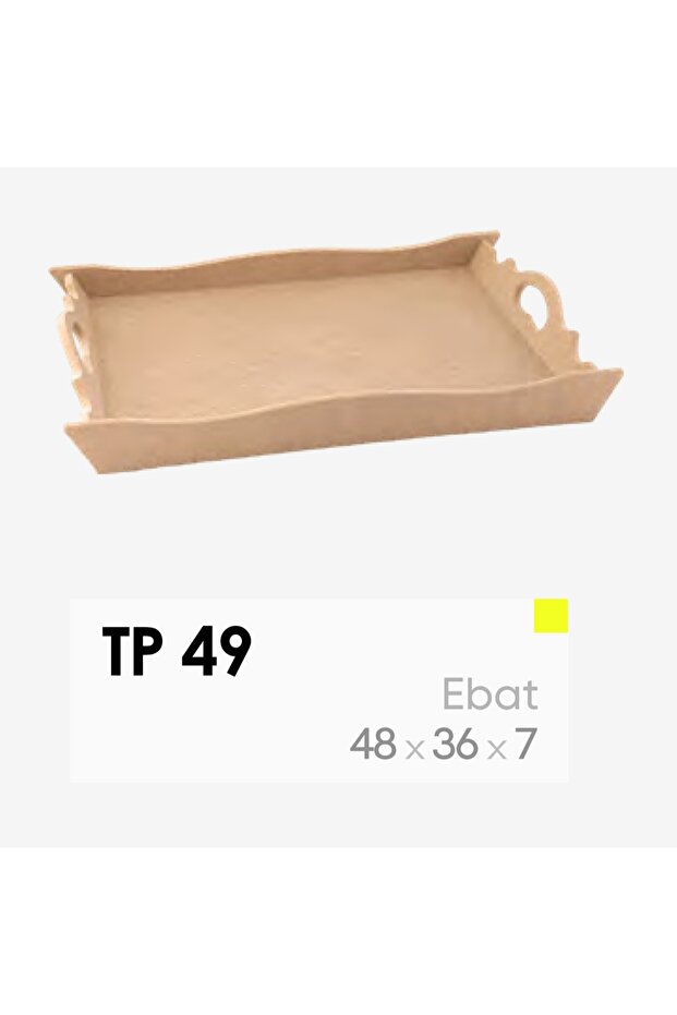 Raw Wood Large Presentation Tray 48X36 cm | Paintable Decorative Tray with Handles Tp49