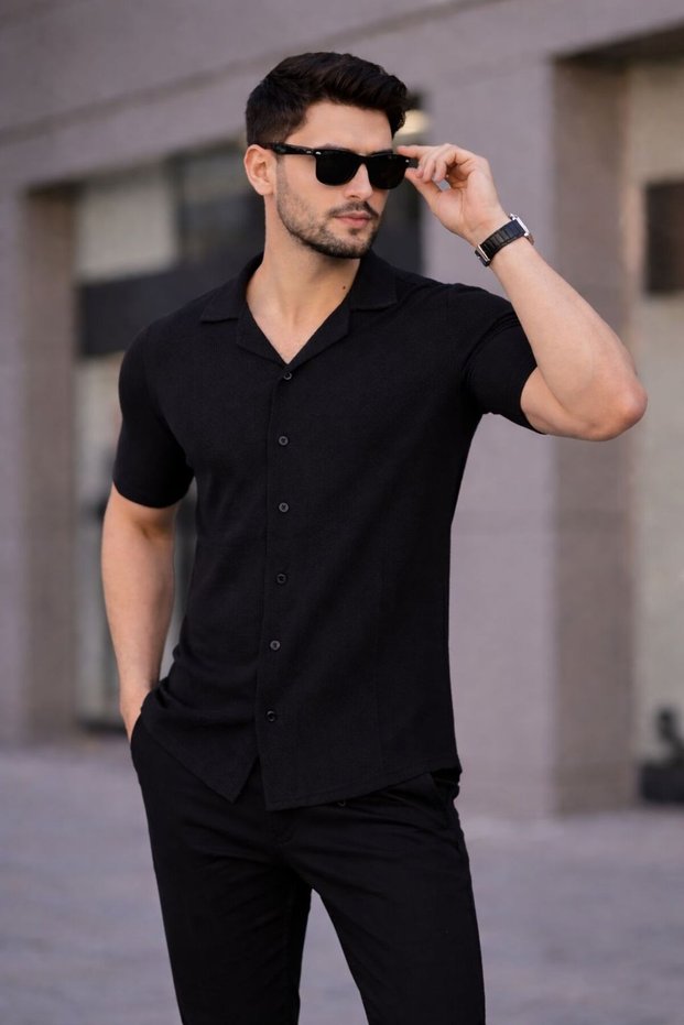 short sleeve waffle shirt cotton comfortable slim fit cut narrow cut summer t-shirt