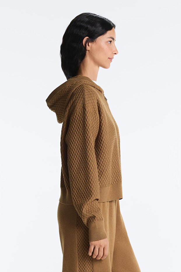 Kapüşonlu örgü ceket - 4