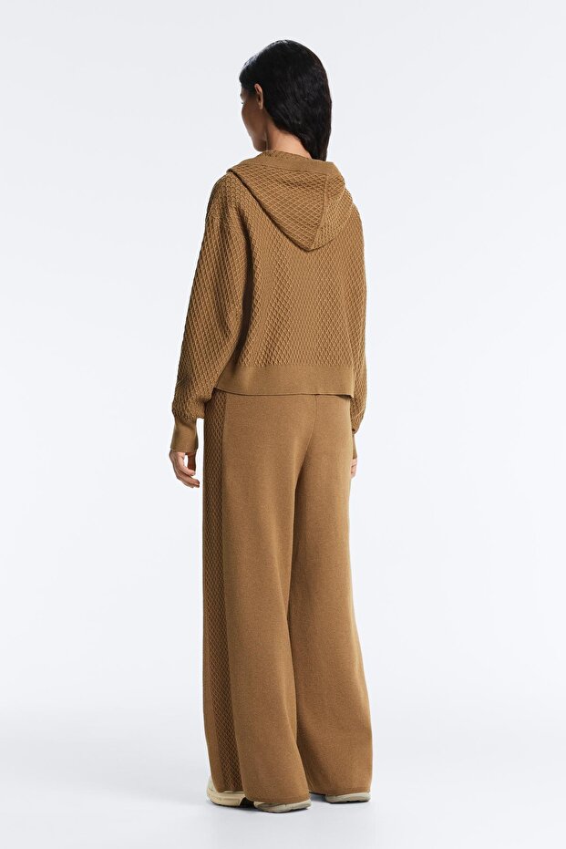 Kapüşonlu örgü ceket - 5