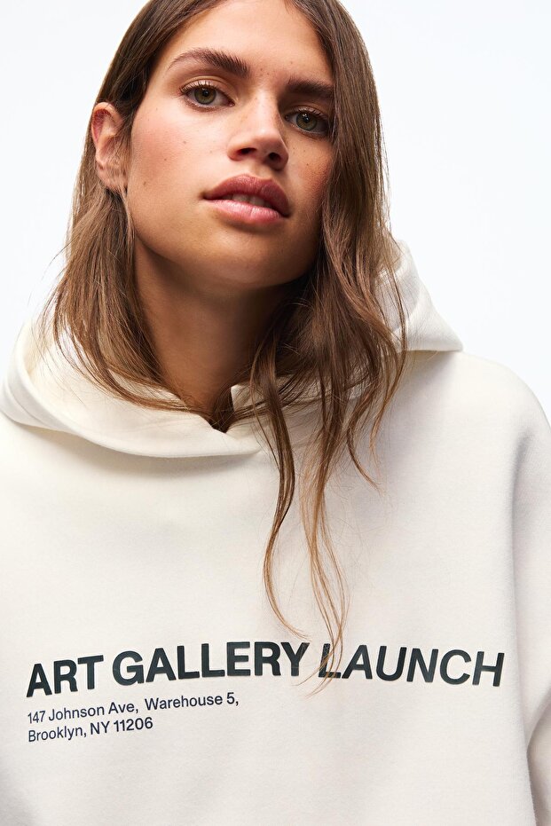 Baskılı kapüşonlu sweatshirt - 4