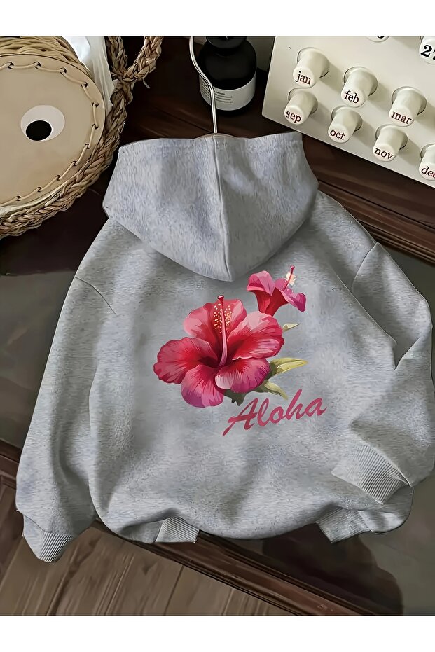 Unisex Floral Printed Hooded Kangaroo Pocket Comfortable Fit Oversize Cut Sweatshirt