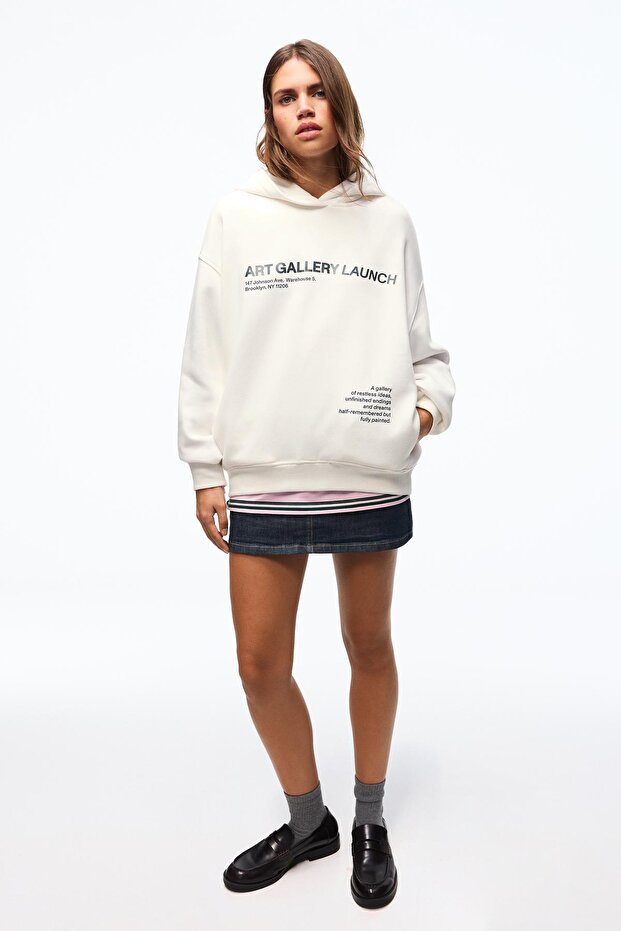Baskılı kapüşonlu sweatshirt - 3