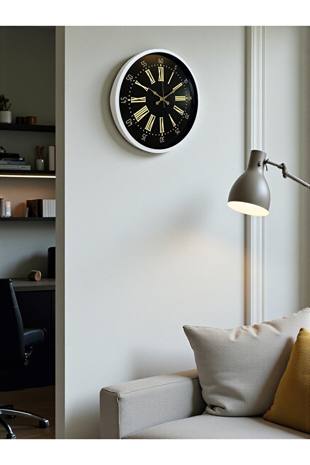 ساعة حائط مزخرفة باللون الأبيض مقاس 36 سم - 3