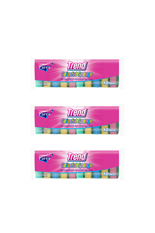 Trend Colourful Sponge 3 x 10 Pcs Value Pack