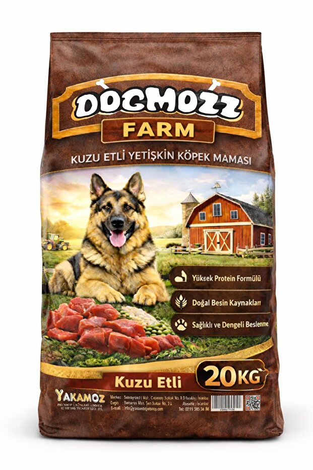 DogMozz Farm Çiftlik Ekonomik Kuzu Etli Yetişkin Köpek Maması 20 Kg