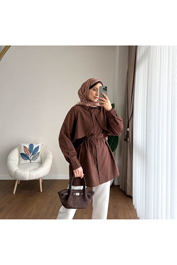 قميص نسائي بغطاء رأس (عباءة) - تونيك