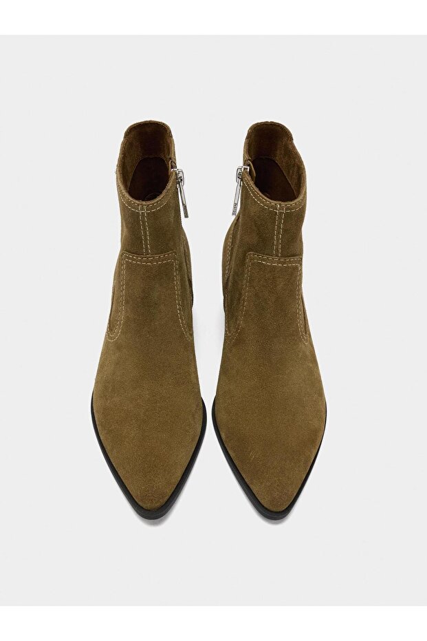 Dikiş Detaylı Süet Deri Bot - 2