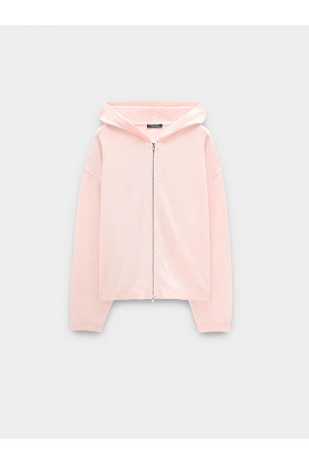 Kapüşonlu Örme Hırka - 5