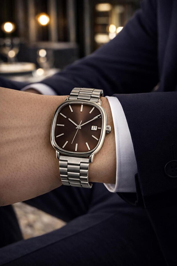 Steel Cord Men's Wristwatch with Calendar