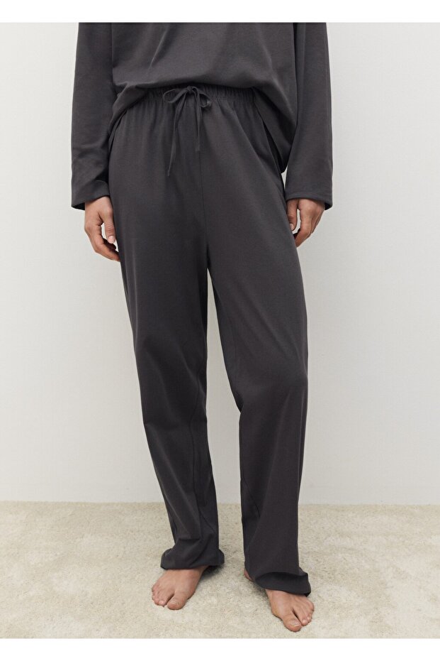 Düz pamuklu iki parça pijama - 1