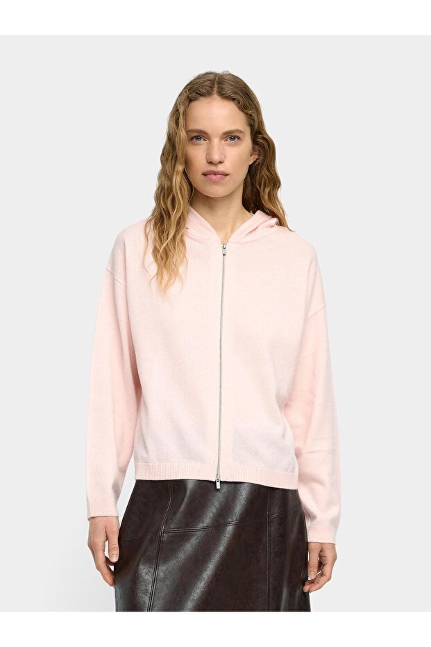 Kapüşonlu Örme Hırka - 1