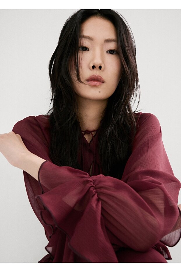 Fırfırlı uzun elbise - 7