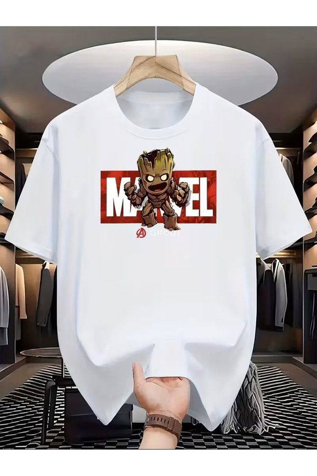 Marvel- Men's Short Sleeve Round Neck Couple T-Shirt. For Daily Use
