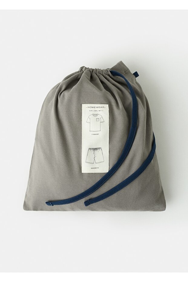 Pamuklu şort pijama takımı - 5