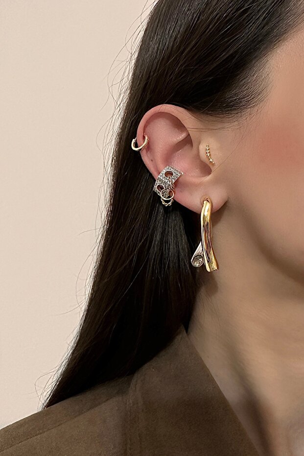 Çift Renk Dalgalı Küpe - 1