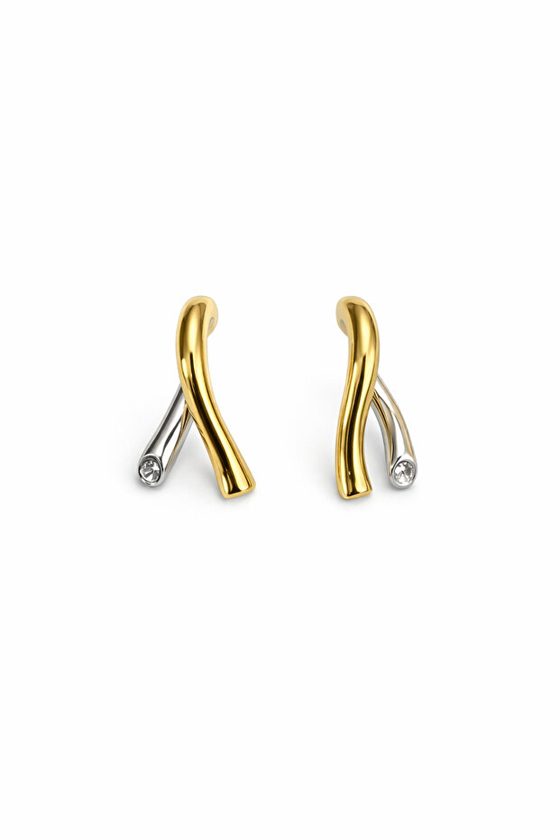 Çift Renk Dalgalı Küpe - 2